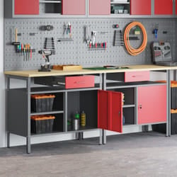 Set De Banc De Travail 2 Pièces  Rouge Acier Vidaxl