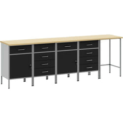 Ensemble de bureau et table d'angle de 5 pièces Noir en bois d'ingénierie vidaXL