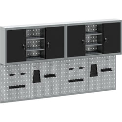 Vidaxl - Ensemble de 4 pièces de cabinet à outils et panneau perforé monté au mur en métal noir
