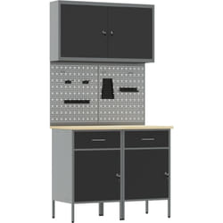 Vidaxl - Set de cabinet de travail et panneau perforé 5 pièces Noir mdf et Métal