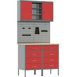 Set De 5 Pièces De Banc De Travail  En Acier Rouge Vidaxl