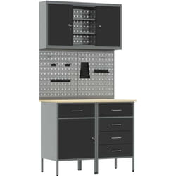 Établi Avec Tiroir 5 Pcs Noir 100 X 55 X 200 Cm Acier Vidaxl