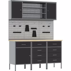 Cette armoire de travail industrielle mixe style et fonctionnalité, elle est un must-have pour tout garage ou atelier. Faite ...