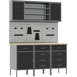 Ensemble de banc de travail de 7 pièces en acier noir vidaXL
