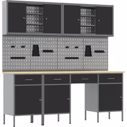 Ce cabinet de travail industriel allie praticité et style, parfait pour les ateliers et garages où tu as besoin de fonctionna ...
