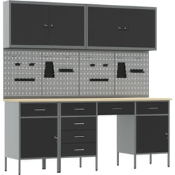 Set de banc de travail de 10 pièces en acier noir vidaXL