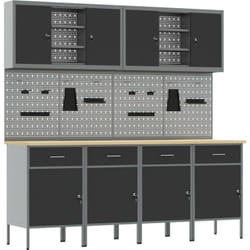 Vidaxl - Set de meubles de bureau et de panneaux pegboard de 10 pièces Noir en mdf et métal