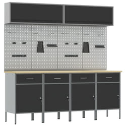 Ensemble De 10 Pièces De Cabinet De Travail Et Panneau Perforé Noir Mdf Et Métal Vidaxl