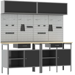 Set De Banc De Travail De 8 Pièces En Acier Noir Vidaxl