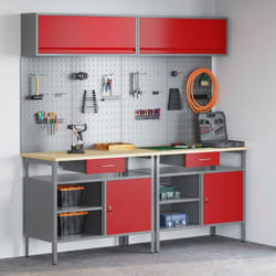 Ensemble De Banc De Travail 8 Pièces Acier Rouge Vidaxl