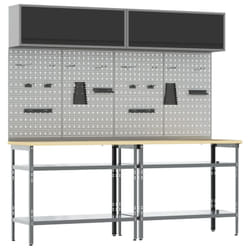 Set De Banc De Travail 8 Pièces En Acier Gris Vidaxl