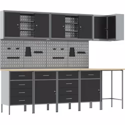 Cette armoire combine robustesse et style, idéale pour les garages ou ateliers. Fait en acier solide et bois d'ingénierie, so ...