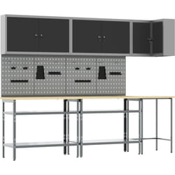 Vidaxl - Set de rangement d'outils de 10 pièces Table noire en bois d'ingénierie et métal