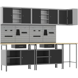 Vidaxl - Set de rangement pour outils de 10 pièces en bois d'ingénierie et métal noir