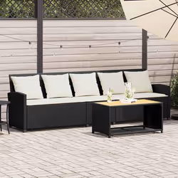 vidaXL Canapé de jardin avec coussins 5 places noir résine tressée