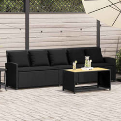 Vidaxl - Canapé de jardin avec coussins 5 places noir résine tressée