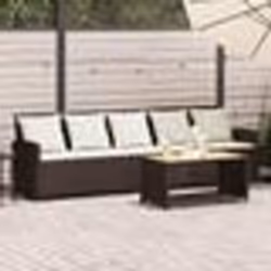vidaXL Canapé de jardin avec coussins 5 places brun résine tressée