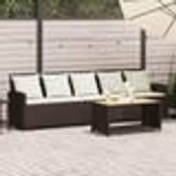vidaXL Canapé de jardin avec coussins 5 places brun résine tressée