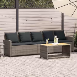 vidaXL Canapé de jardin avec coussins 5 places gris résine tressée