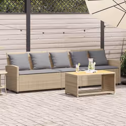 vidaXL Canapé de jardin avec coussins 5 places beige résine tressée