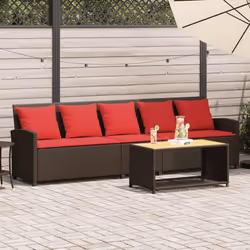 Détendez-vous et profitez de l'extérieur dans ce confortable canapé de jardin 5 places ! Matériau durable : la résine tressée ...