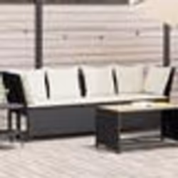 vidaXL Canapé de jardin avec coussins Noir Résine tressée