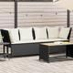 vidaXL Canapé de jardin avec coussins Noir Résine tressée