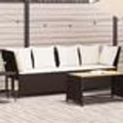 vidaXL Canapé de jardin avec coussins marron résine tressée