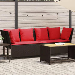 vidaXL Canapé de jardin avec coussins marron résine tressée