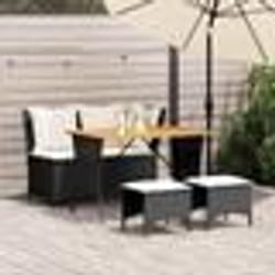 vidaXL Ensemble à manger de jardin 4 pcs avec coussins noir