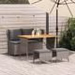 vidaXL Ensemble à manger jardin 4pcs et coussins Gris Résine tressée