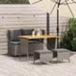 vidaXL Ensemble à manger jardin 4pcs et coussins Gris Résine tressée