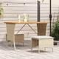 vidaXL Ensemble à manger de jardin et coussins 3 pcs Beige poly rotin