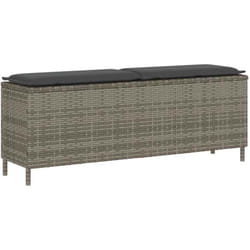 Banc de jardin avec coussin gris 110x30x40,5 cm résine tressée - Vidaxl
