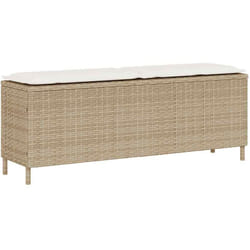 vidaXL Banc de jardin avec coussin beige 110x30x40,5 cm résine tressée
