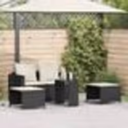vidaXL Salon de jardin 5 pcs avec coussins empilable noir polyrotin