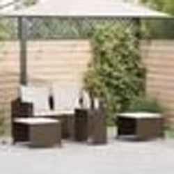 vidaXL Salon de jardin 5 pcs avec coussins empilable marron polyrotin