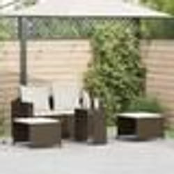 vidaXL Salon de jardin 5 pcs avec coussins empilable marron polyrotin