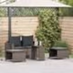 vidaXL Salon de jardin 5 pcs avec coussins empilable gris polyrotin