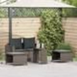 vidaXL Salon de jardin 5 pcs avec coussins empilable gris polyrotin
