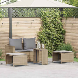 Vidaxl - Salon de jardin 5 pcs avec coussins empilable beige polyrotin