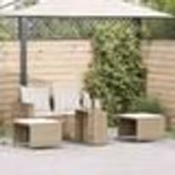 vidaXL Salon de jardin 5 pcs avec coussins empilable beige polyrotin