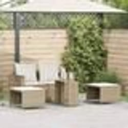 vidaXL Salon de jardin 5 pcs avec coussins empilable beige polyrotin