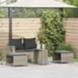 vidaXL Salon de jardin 5 pcs coussins empilable gris clair polyrotin