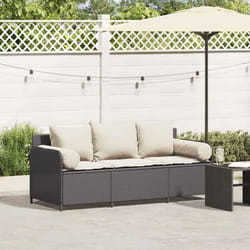 Vidaxl - Canapé de jardin avec coussins 3 places noir résine tressée