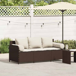 Vidaxl - Canapé de jardin avec coussins 3 places brun résine tressée