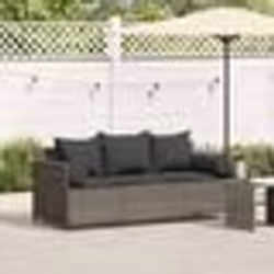 vidaXL Canapé de jardin avec coussins 3 places gris résine tressée