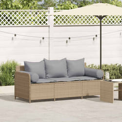 Vidaxl - Canapé de jardin avec coussins 3 places beige résine tressée