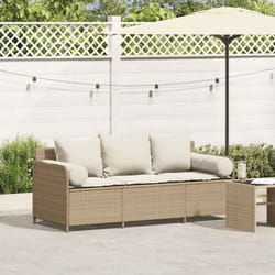 Vidaxl - Canapé de jardin avec coussins 3 places beige résine tressée