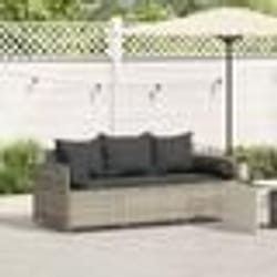 vidaXL Canapé de jardin et coussins 3 places gris clair résine tressée